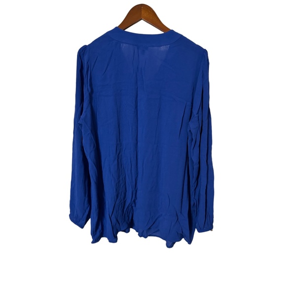 NWT Torrid Plus Crinkle Gauze Lace-Up Top Size 0 (12) in Surf the Web (Blue) - Picture 7 of 8
